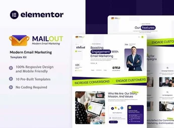Mailout – Moden Email Marketing Elementor Template Kit