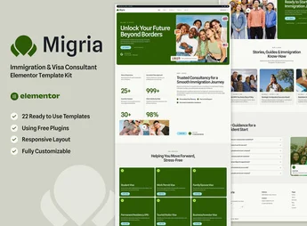 Migria – Immigration & Visa Consultant Elementor Template Kit