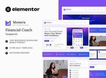 Monera – Financial Coach Elementor Template Kit