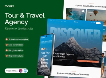 Monks – Tour & Travel Agency Elementor Template Kit