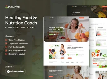 Naurite – Healthy Food & Nutrition Coach Elementor Template Kit