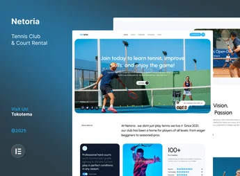 Netoria – Tennis Club & Court Rental Website Elementor Website Kit
