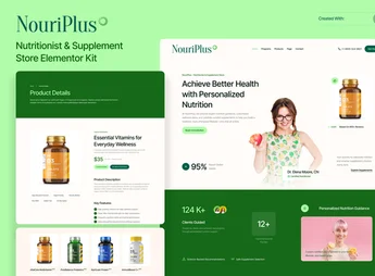 NouriPlus – Nutritionist & Supplement Store Elementor Kit