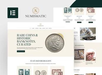 Numismatic – Rare Coins & Banknotes Elementor Template Kit