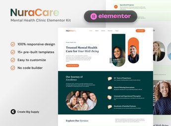 NuraCare – Mental Health Clinic Elementor Template Kit