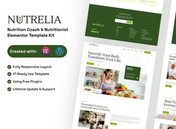 Nutrelia – Nutrition Coach & Nutritionist Elementor Template Kit