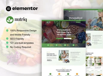 Nutriq – Healthy Food & Nutrition Elementor Template Kit