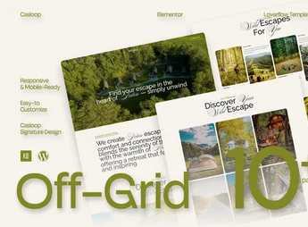 Off-Grid – Modern Natural Glamping Elementor Template Kit