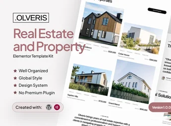 Olveris – Modern Real Estate and Property Elementor Template Kit