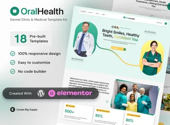 OralHealth – Dental Clinic & Medical Elementor Template Kit