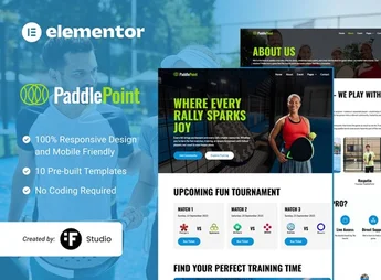 PaddlePoint – Paddle Gear & Court Booking Elementor Template Kit