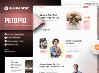 Petopio – Pet Grooming & Vetenary Elementor Template Kit