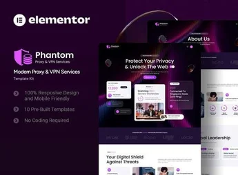 Phantom – Modern Proxy & VPN Services Elementor Template Kit