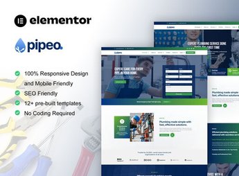 Pipeo – Plumbing Service Elementor Pro Template Kit