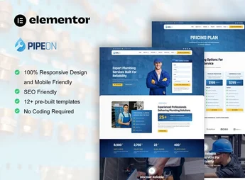 PipeOn – Plumbing Services Elementor Pro Template Kit