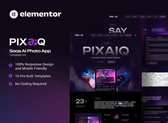 Pixaiq – Saas AI Photo App Elementor Template Kit