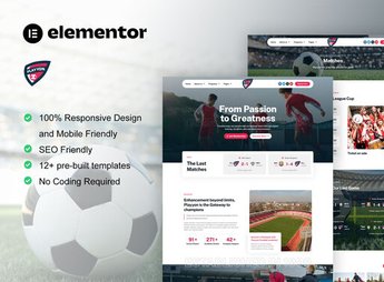 Playyon – Football Team & Sports Academy Elementor Pro Template Kit