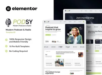 Podsy – Modern Podcast & Radio Elementor Template Kit