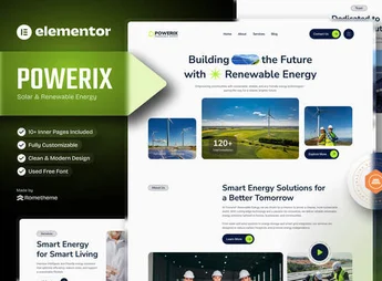 Powerix – Solar & Renewable Energy Elementor Template Kit