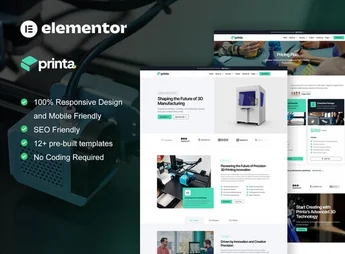 Printa – 3D Printing & Manufacturing Elementor Pro Template Kit