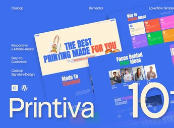 Printiva – Modern Colorful Printing Service Company Elementor Template Kit