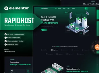 Rapidhost – Web Hosting & Domain Services Elementor Template Kit
