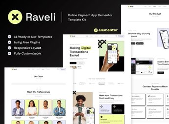 Raveli – Online Payment App Elementor Template Kit