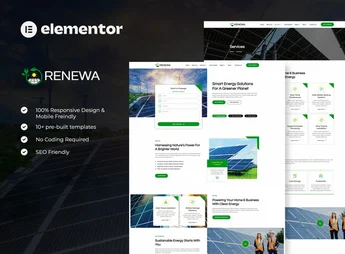 Renewa – Solar & Green Renewable Energy Elementor Template Kit