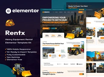 Rentx – Heavy Equipment Rental Elementor Template Kit