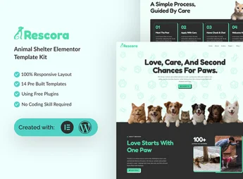 Rescora – Animal Shelter Elementor Template Kit