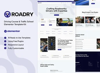 Roadry – Driving Course & Traffic School Elementor Template Kit