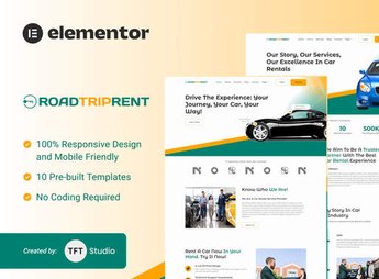 RoadTripRent – Premium Car Rental Elementor Template Kit