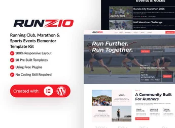 Runzio – Running Club, Marathon & Sports Events Elementor Template Kit