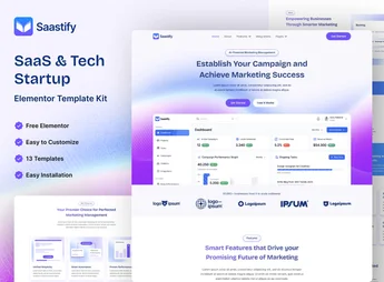 Saastify – SaaS & Tech Startup Elementor Template Kit