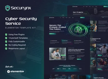 Securynx – Cyber Security Services Elementor Template Kit