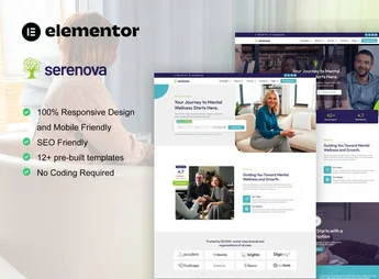 Serenova – Psychology & Mental Health Elementor Pro Template Kit