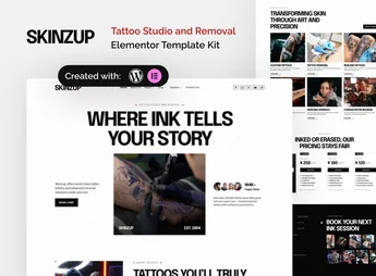 Skinzup – Tattoo Studio & Removal Elementor Template Kit
