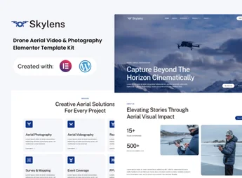 Skylens – Drone Aerial Video & Photography Elementor Template Kit