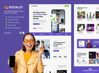 Socialey – Social Media Management Agency Elementor Template Kit