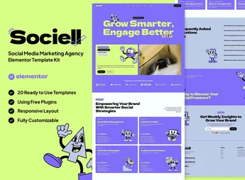 Sociell – Social Media Marketing Agency Elementor Template Kit