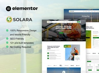 Solara – Solar Panel & Renewable Energy Elementor Template Kit