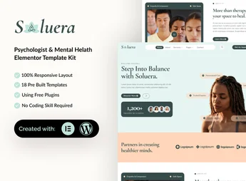 Soluera – Psychologist & Mental Health Elementor Template Kit