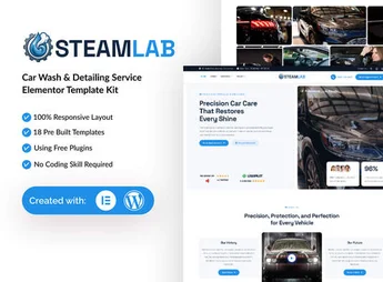 SteamLab – Car Wash & Detailing Service Elementor Template Kit