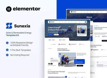Sunexia – Solar & Renewable Energy Elementor Template Kit