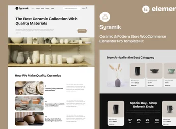 Syramik – Ceramic & Pottery Store WooCommerce Elementor Pro Template Kit