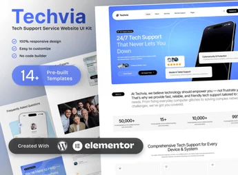 Techvia – Tech Support Service Elementor Template Kit