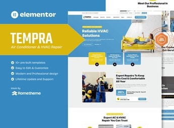 Tempra – Air Conditioner & HVAC Repair Elementor Template Kit