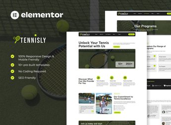 Tennisly – Tennis School & Sports Club Elementor Template Kit