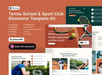 Tenniso – Tennis Schools & Sport Club Elementor Pro Template Kit
