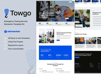 Towgo – Emergency Towing Service Elementor Template Kit